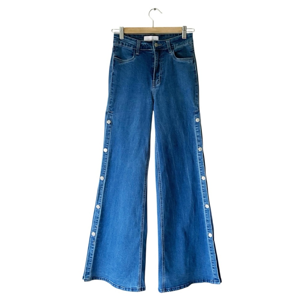Blush Boutique High Waist Snap Detail Wide Leg Jeans Size S